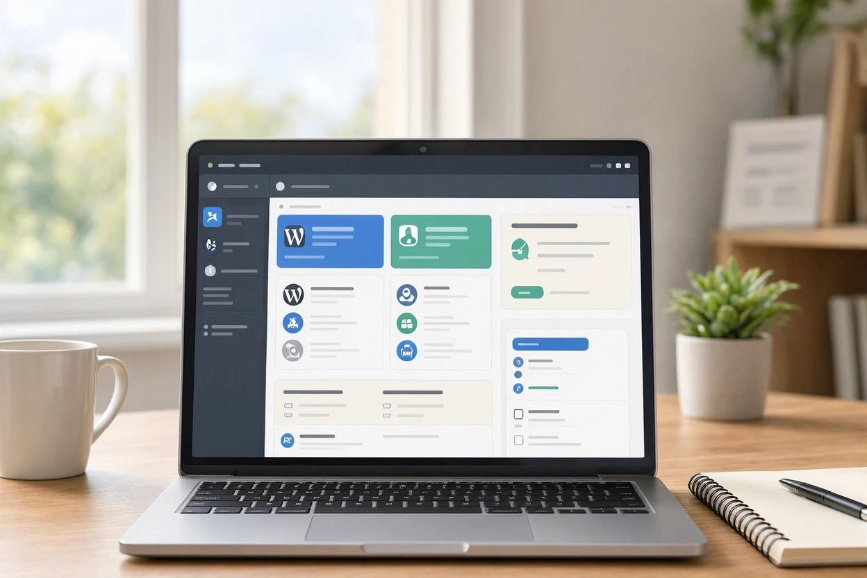 WordPress dashboard displaying website plugins installed on a new website