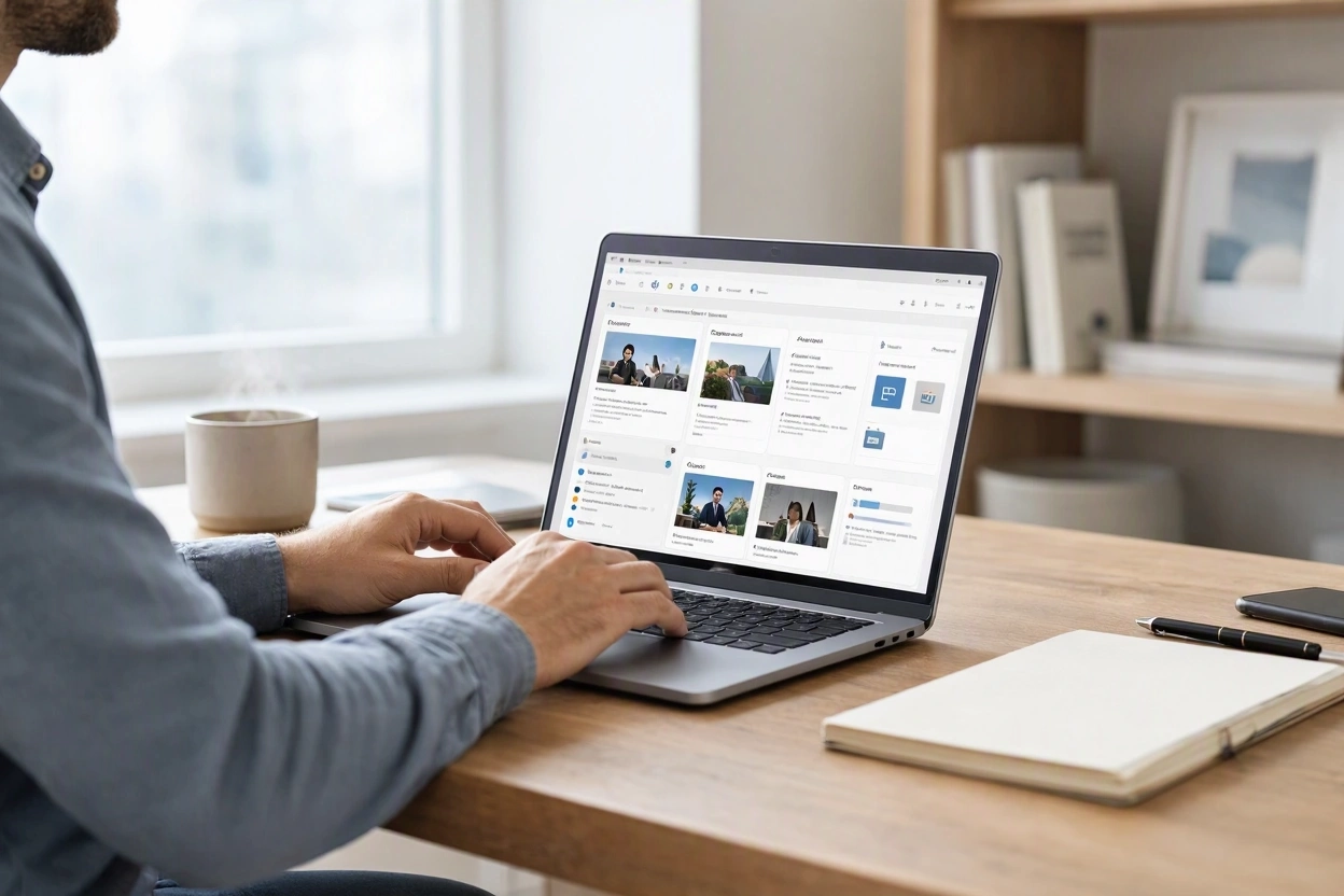 Website owner creating homepage about page and contact page in WordPress