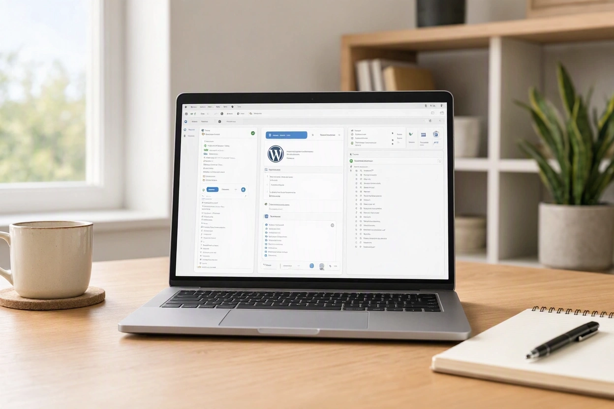 Person installing WordPress on a web hosting account using a website management dashboard